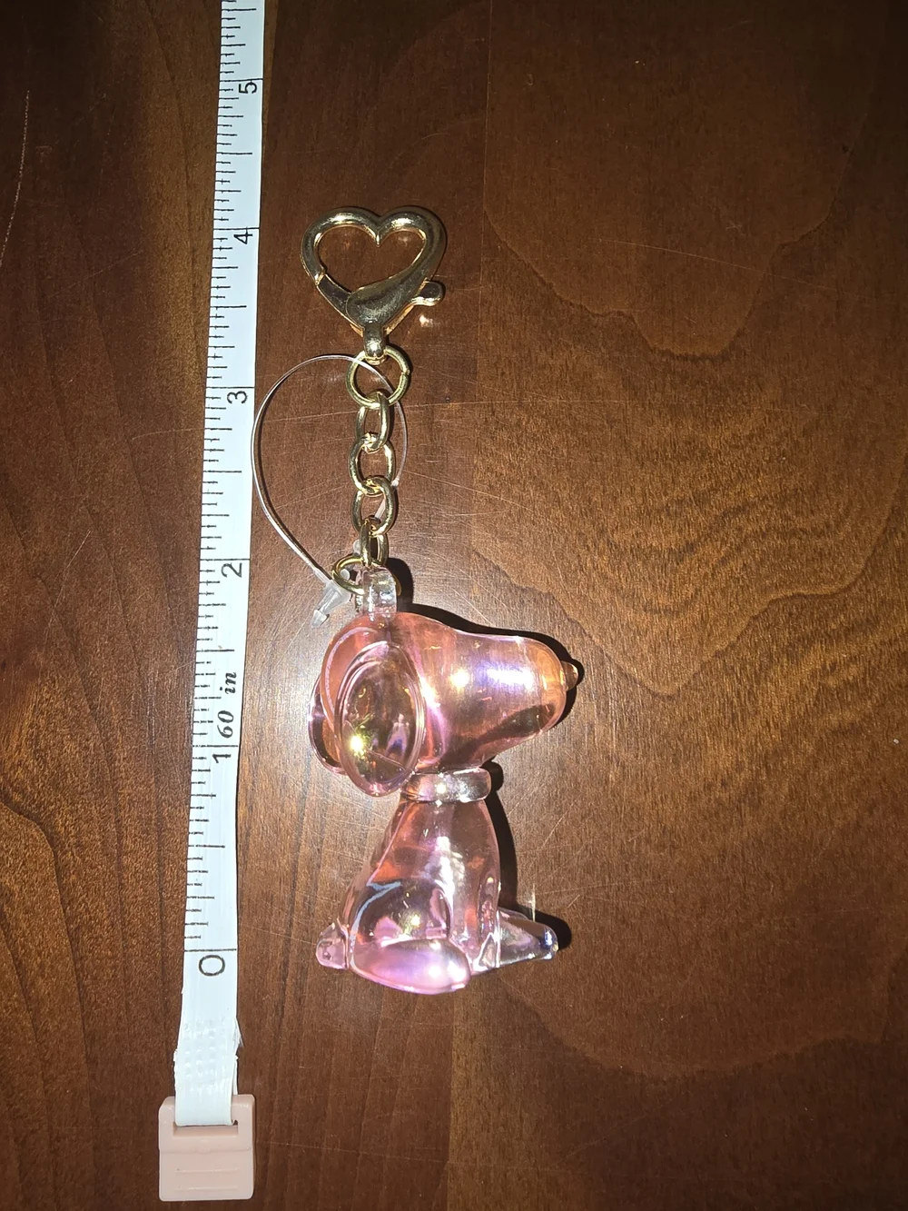 Pink Iridescent Snoopy Dog Keychain Charm / Bag Charm, New without Tags